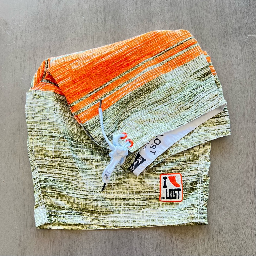 Lost Vibrant Orange and Green Striped Shorts